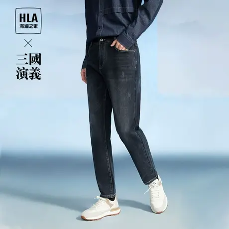 HLA/海澜之家三国演义牛仔裤23秋季新款五袋款窄脚猫须裤子男商品大图