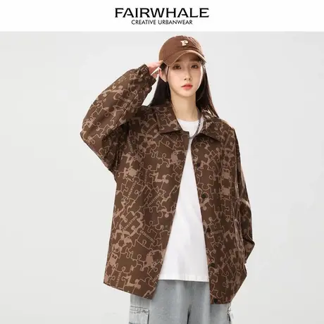 马克华菲美式复古翻领短款外套女2025新款春秋宽松休闲百搭上衣潮图片