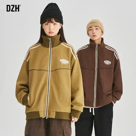 情侣立领外套男款春秋季工装夹克2023新款上衣美式复古高级感衣服商品大图