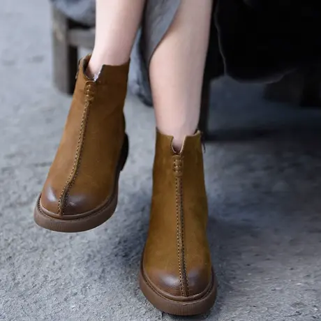 Artmu阿木小短靴女春秋单靴新款加绒短筒女靴 平底靴子真皮马丁靴商品大图