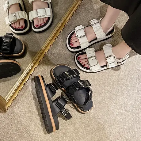 时装凉鞋女夏季2023新款仙女风配裙子网红厚底百搭高级感罗马拖鞋商品大图