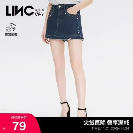 LINCCHIC金羽杰牛仔短裤夏季裙裤铆钉装饰宽松牛仔短裤女922326商品大图