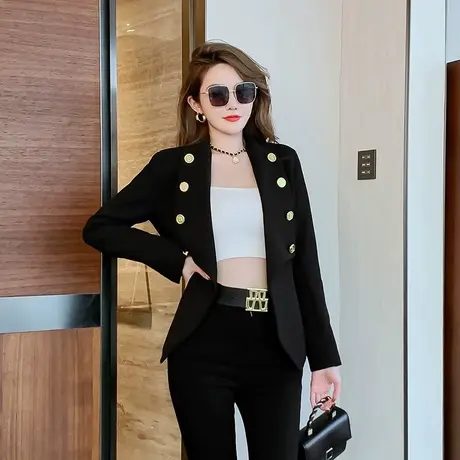 休闲西装外套女洋气时尚百搭气质炸街高级感小个子开衫西服秋冬季图片