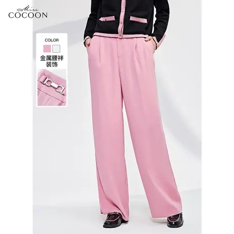 MISSCOCOON时尚裤子女2023春秋新款慵懒垂感拖地裤休闲直筒阔腿裤商品大图