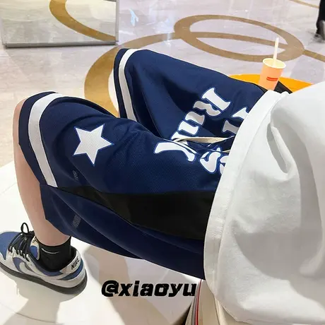 2024新款短裤男夏季冰丝薄款外穿休闲裤ins韩版宽松大码直筒5分裤商品大图