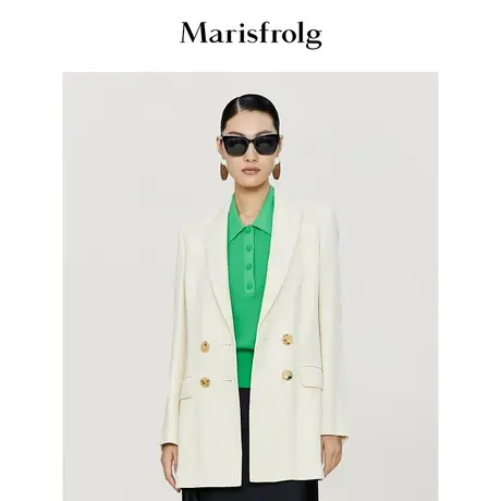 【意大利进口面料】玛丝菲尔23女装新款亚麻修身职业装西装外套女商品大图
