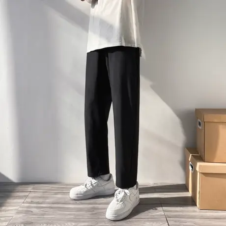 直筒裤子男夏季薄款潮牌冰丝男士休闲裤宽松透气韩版男款西装长裤商品大图