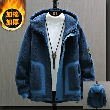 抓绒衣男摇粒绒外套秋冬季潮流加绒加厚羊羔毛绒男士夹克棉衣棉服商品大图