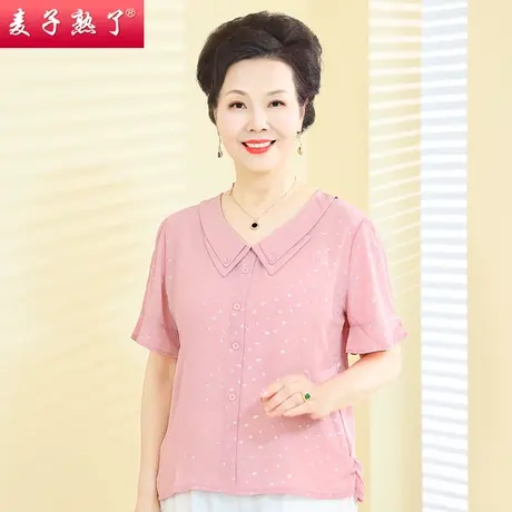 妈妈夏装短袖t恤小衫雪纺上衣服洋气阔太太母亲节高贵中老年女装商品大图
