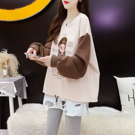 加绒加厚美式卫衣女2024新款春季爆款时尚洋气减龄宽松设计感上衣图片