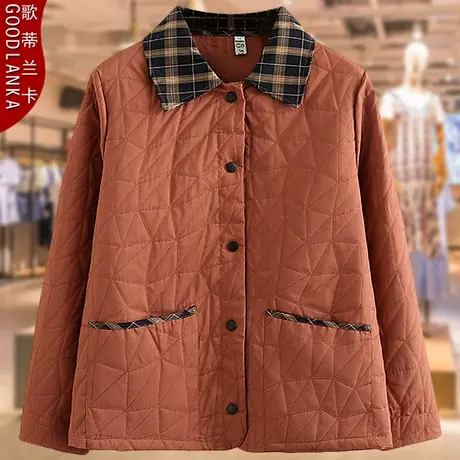 40-50岁中年妈妈秋装夹棉外套大码中老年妈妈装翻领撞色休闲夹克商品大图