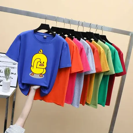 白色T恤女网红超火短袖女2024年新款夏季宽松丅恤ins潮半袖上衣服商品大图