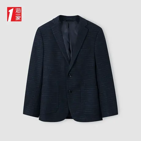 海一家商务休闲单西2023秋季新款平驳领时尚格纹简约男士西服商品大图
