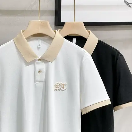 夏季新款polo衫短袖T恤男士宽松冰丝高级感商务休闲翻领半袖上衣商品大图