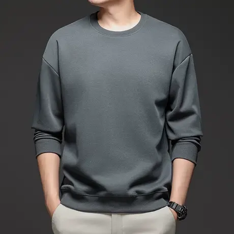 男外套宽松潮流圆领380克厚款上衣男装秋季卫衣休闲长袖t恤打底衫商品大图