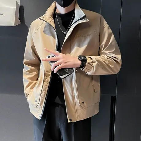 大口袋工装夹克秋季小众潮牌百搭立领上衣痞帅休闲外套男秋装褂子商品大图