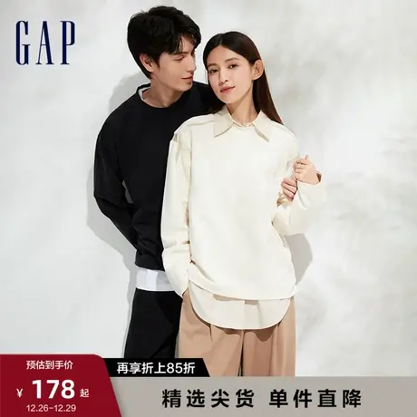 Gap女装早春LOGO水洗棉宽松廓形长袖T恤高级时尚休闲上衣889885图片