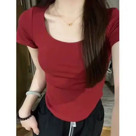 小个子短款辣妹短袖T恤女夏季韩版百搭修身纯棉打底衫半袖上衣潮商品大图