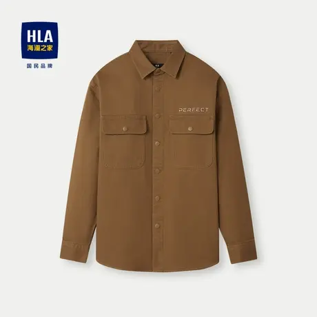 HLA/海澜之家外套款长袖休闲衬衫24春夏新纯棉宽松工装衬衣外套男图片