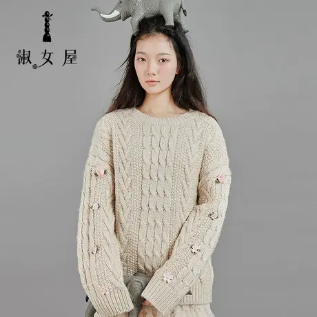 淑女屋女装2021年冬季新款女士毛衣远山的呼唤宽松原始部落毛衣女图片