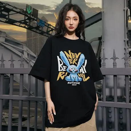 Nuthink美式街头卡通兔子短袖T恤男潮牌潮流国潮宽松半袖男款夏季商品大图