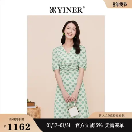 【真丝系列】YINER音儿线上专选女装2023夏印花桑蚕丝连衣裙图片