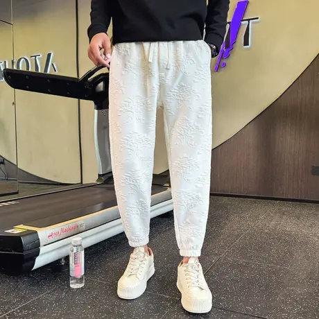 春秋季时尚休闲纯色花色设计感痞帅束腿裤轻熟高级感网红INS卫裤商品大图