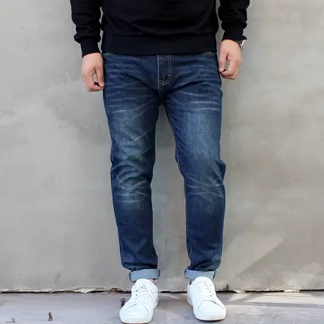 大依无忧大码男装特大号潮胖弹力修身小脚加肥加大码男士牛仔长裤商品大图