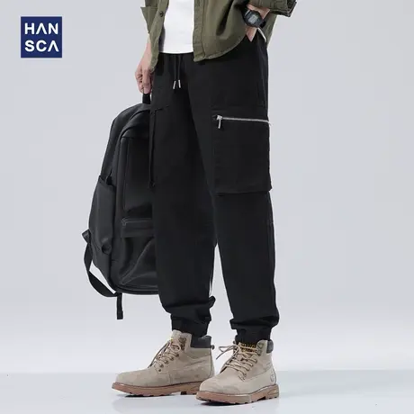 hansca束脚工装休闲裤男款春季新款潮牌裤子男设计感痞帅宽松长裤商品大图