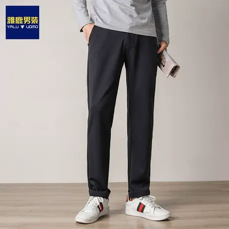 雅鹿男装休闲裤男士2023新款秋冬季加绒加厚保暖潮流直筒弹力裤商品大图