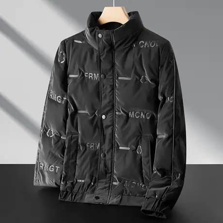 冬季白鸭绒印花无帽立领抗风羽绒服内胆御寒东北2023新款男士外套图片