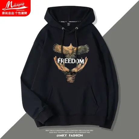 卫衣男潮ins欧美嘻哈hiphop复古街头春秋潮牌男装连帽衫宽松外套商品大图