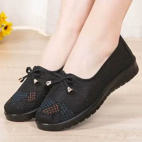 新款老北京布鞋凉鞋女网面老人鞋透气软底防滑舒适网鞋奶奶鞋子夏商品大图