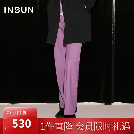 恩裳COVER2023年秋季新款异形腰两粒扣宝剑袢设计层次感休闲裤图片