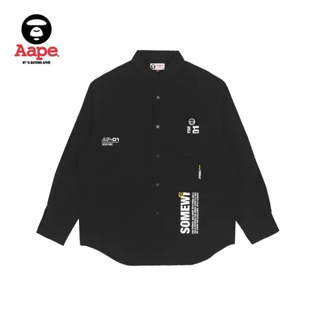 Aape旗舰店男装秋冬双工装口袋拼接撞色字母宽松长袖衬衫8423XXJ商品大图