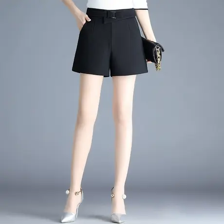 阔腿裤女短裤2023春季高腰新款直筒裤休闲裤松紧腰a字裤女士裤子商品大图