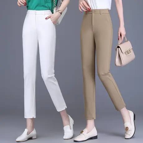 西装裤女春秋小个子高腰显瘦西裤大码黑色女裤休闲九分直筒烟管裤图片