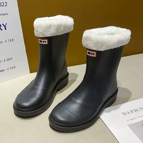 雨靴女款时尚外穿短筒保暖水鞋防滑厚底低帮雨鞋防水耐磨轻便胶鞋图片