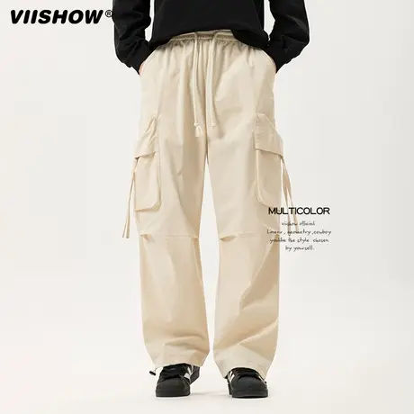 VIISHOW美式hiphop大口袋工装裤男宽松垂感休闲可束脚阔腿裤子商品大图
