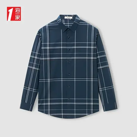 海一家经典格纹长衬2023秋季新款时尚商务休闲简约长袖衬衫男商品大图