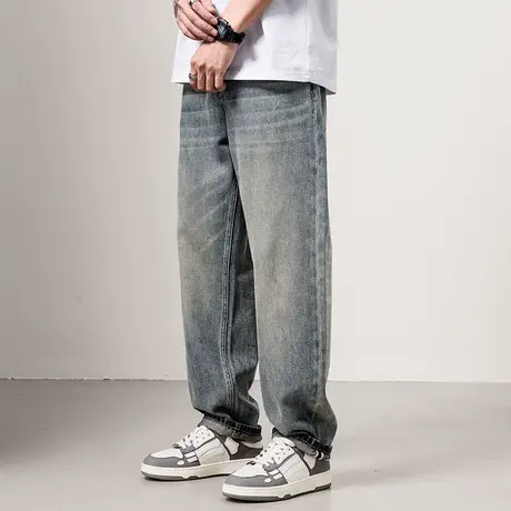 Modi Nick/摩帝尼克宽松牛仔裤男士直筒裤休闲裤子大码百搭微弹商品大图