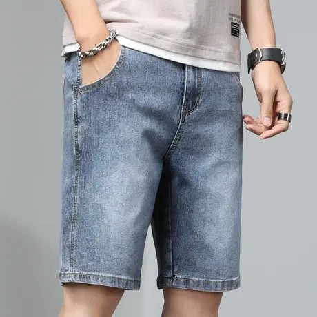 夏季薄款5分裤子男士外穿休闲牛仔短裤宽松夏天五分中裤潮牌高端图片
