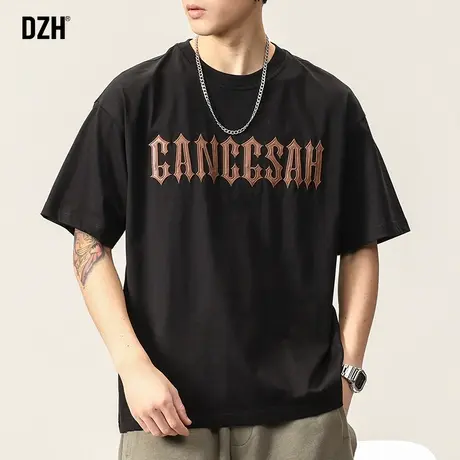 男士潮牌短袖t恤男重磅纯棉刺绣圆领体恤半袖上衣2023年新款夏季商品大图