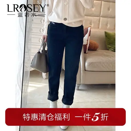 蓝若水大码女装加绒牛仔裤冬季新款高腰胖mm显瘦直筒休闲裤图片