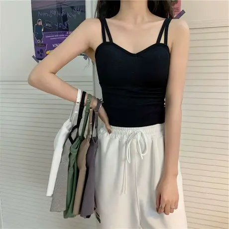 吊带背心女2023新款带胸垫防走光抹胸女吊带背心女上衣裹胸打底衫图片