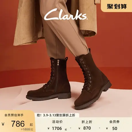Clarks其乐女鞋马丁靴女秋冬复古靴子高帮绑带复古英伦女靴图片