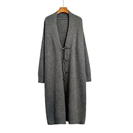 中长款毛衣开衫女秋冬新款韩系宽松慵懒温柔风盘扣软糯针织衫上衣商品大图