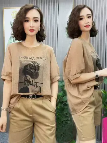 2023夏季韩版女孩图案印花圆领薄款短袖t恤时尚休闲百搭夏季显瘦图片