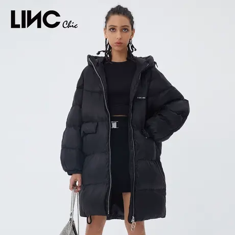 LINC金羽杰羽绒服女2023冬新款反季中长款连帽女款面包服断码清仓商品大图