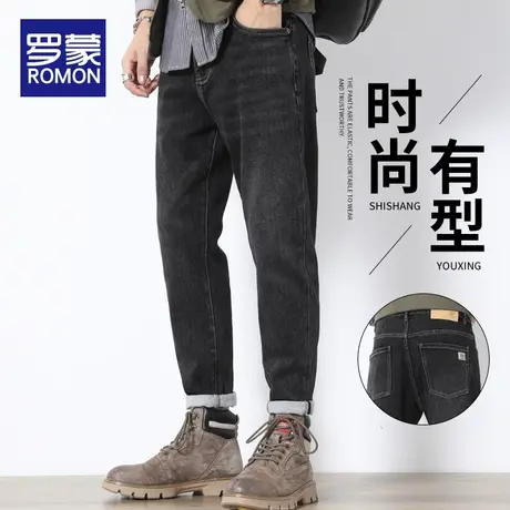 罗蒙春秋款牛仔裤男款修身直筒弹力裤子2023新款高端男装休闲长裤商品大图